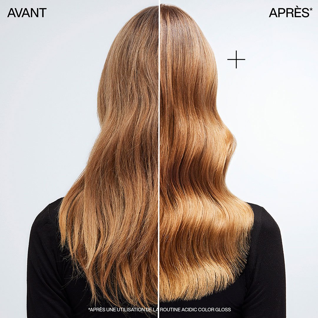 Avant après Acidic Color Gloss sur cheveux blonds